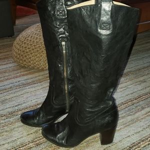 Women's Frye tall black leather boots size 8